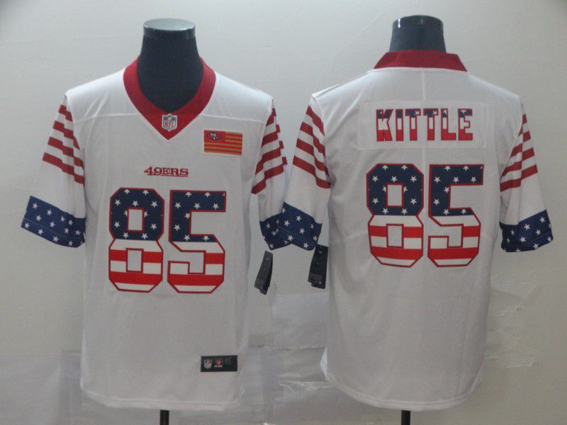 Men San Francisco 49ers #85 Kittle White Retro USA Flag Nike NFL Jerseys